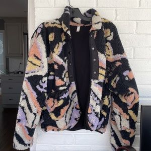 free people printed hit the slopes fleece jacket